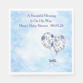 Blue Chinoiserie Baby Shower Tableware Set Servet