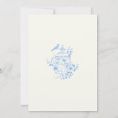 Blue Chinoiserie Bloemen BabyShower Kaart (Achterkant)