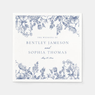 Blue Chinoiserie  Bloemen Trouwdessert Servet