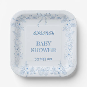Blue Chinoiserie Boy Baby shower Papieren Bordje
