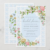 Blue Chinoiserie Bridal Shower Invitation Trianon Kaart (Voorkant / Achterkant)