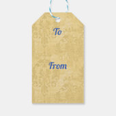  Blue Chinoiserie Butterflies Damask Cadeaulabel (Achterkant)