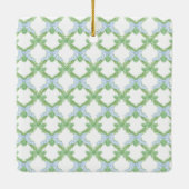 Blue Chinoiserie Christmas Tree Monogram Crest Keramisch Ornament (Achterkant)