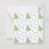 Blue Chinoiserie Christmas Tree Monogram Crest Notitiekaartje (Achterkant)