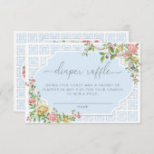 Blue Chinoiserie Diaper Raffle Ticket - Trianon Informatiekaartje (Voorkant / Achterkant)