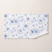 Blue Chinoiserie Dragonfly Floral Bad Handdoek (Handdoek)