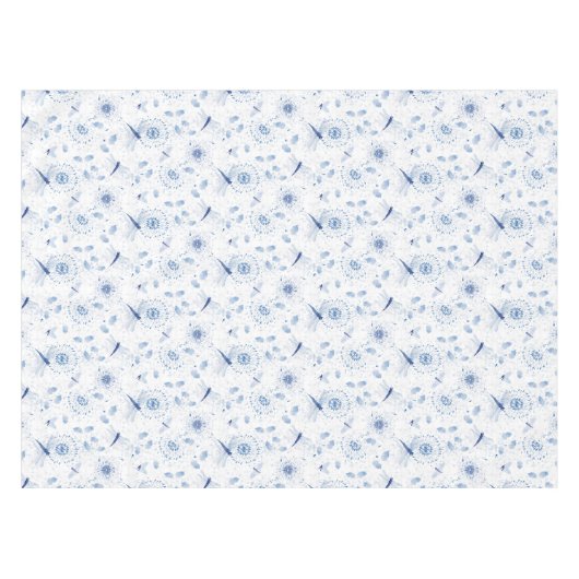 Blue Chinoiserie Dragonfly Floral Tafelkleed (Voorkant (Horizontaal))