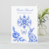 Blue Chinoiserie Easter Brunch Egg Hunt Kaart (Staand voorkant)