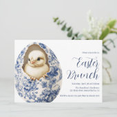 Blue Chinoiserie Egg Easter Brunch Invitation (Debout devant)