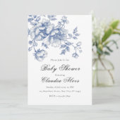 Blue Chinoiserie Floral Baby shower Invitation (Debout devant)