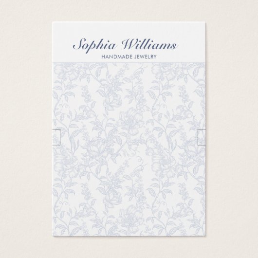 Blue Chinoiserie Floral Bracelet Display Card Visitekaartje (Voorkant)