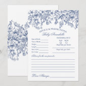 Blue Chinoiserie Floral Conseils pour carte bébé (Devant / Derrière)