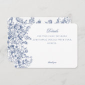 Blue Chinoiserie Floral Détails Carte Invitation (Devant / Derrière)