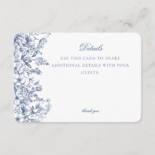 Blue Chinoiserie Floral Details Kaart Uitnodiging