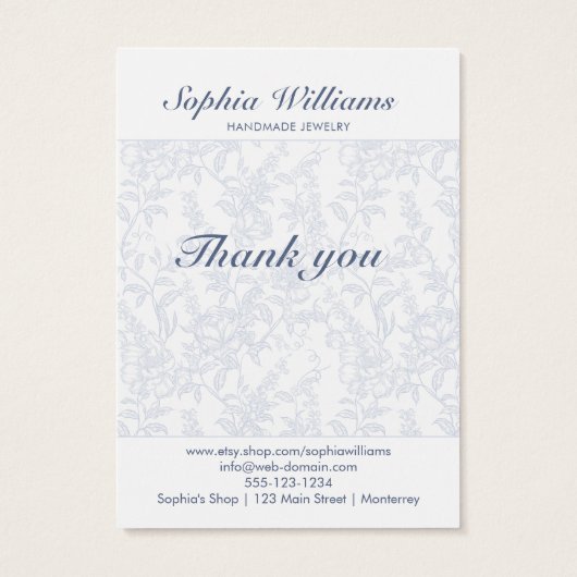 Blue Chinoiserie Floral Earring Display Card (Dos)