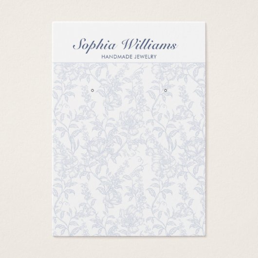 Blue Chinoiserie Floral Earring Display Card (Devant)