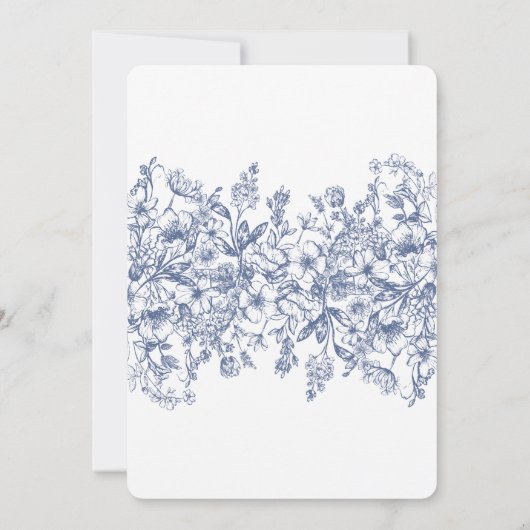 Blue Chinoiserie Floral Save the Date Kaart (Achterkant)