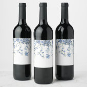Blue Chinoiserie Floral Vin Étiquette (Bouteilles)