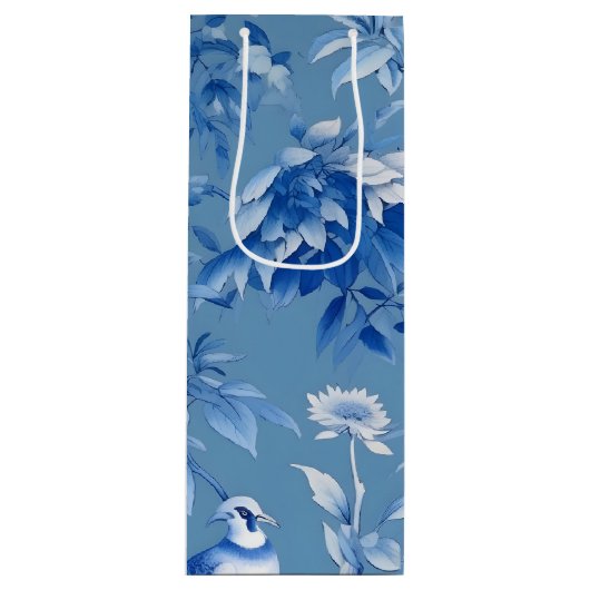 Blue Chinoiserie Floral Vin Sac cadeau (Devant)