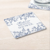 Blue Chinoiserie  Floral Vrijgezellenfeest Vierkante Kartonnen Onderzetter (Schuin)