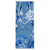 Blue Chinoiserie Floral Wine Gift Bag Wijn Cadeautas (Achterkant)