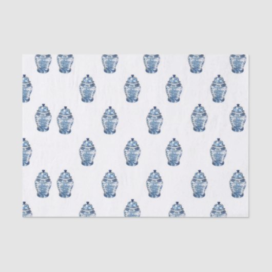 Blue Chinoiserie Ginger Jar Jars tissue Tissuepapier (Voorkant)