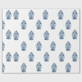 Blue Chinoiserie Ginger Jar Jars Wrapppaper Cadeaupapier (Vlak)