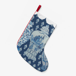 Blue Chinoiserie Ginger Jar Kerstmis Stocking Kleine Kerstsok