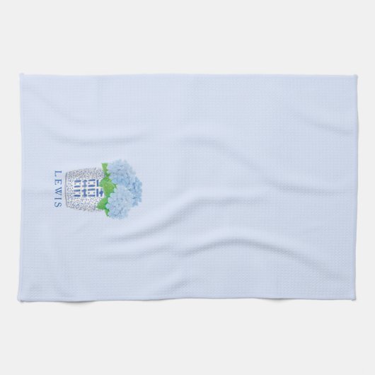 Blue Chinoiserie Hydrangea Kitchen Towel Theedoek (Horizontaal)