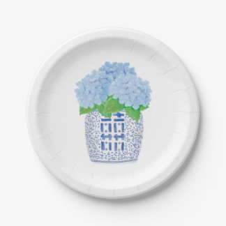 Blue Chinoiserie Hydrangea Paper Party Bord