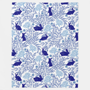 Blue Chinoiserie Konijn-Elegant konijn Fleece Deken