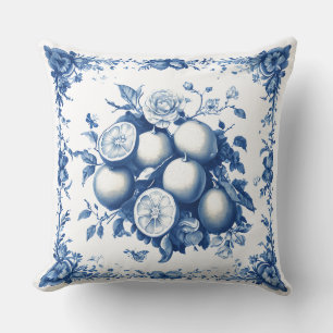 Blue Chinoiserie Lemon Coussin - Floral Vintage