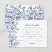 Blue Chinoiserie Livres pour Baby Invitation Inser (Devant / Derrière)