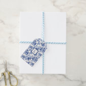 Blue Chinoiserie Monogram  Cadeaulabel (Met Touw)