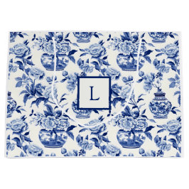 Blue Chinoiserie Monogram  Groot Cadeauzakje