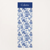 Blue Chinoiserie Monogram Name Yogamat (Voorkant)