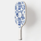 Blue Chinoiserie Monogram  Pickleball Paddle (Links)