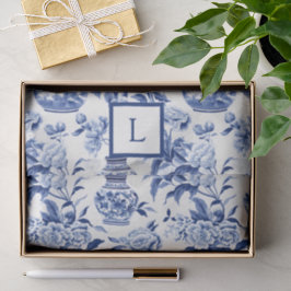 Blue Chinoiserie Monogram  Tissuepapier