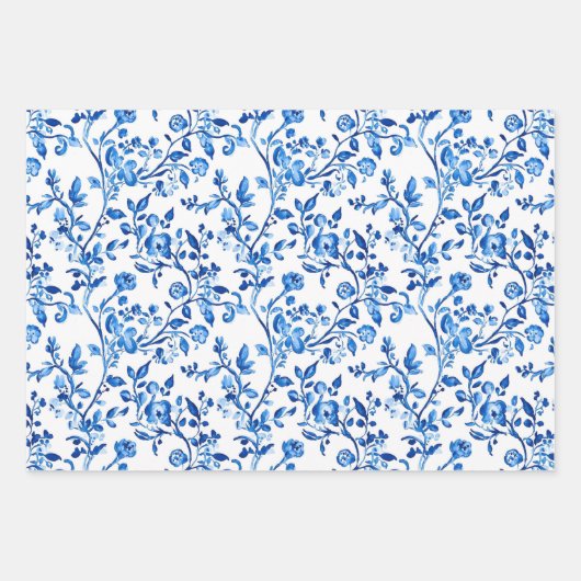 Blue Chinoiserie Pattern  Inpakpapier Vel (Voorkant)