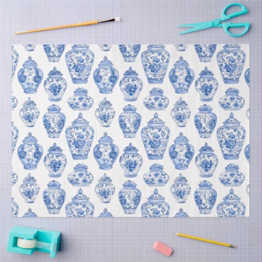 Blue Chinoiserie Pattern Tissuepapier (Craft)
