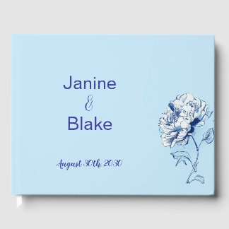 Blue Chinoiserie Peony Wedding Guestbook Gastenboek