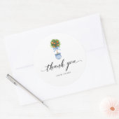 Blue Chinoiserie Pottery Oranje Topiary Dank u Ronde Sticker (Envelop)