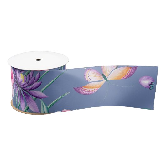 Blue Chinoiserie Satin Ribbon Lint (Spoel)