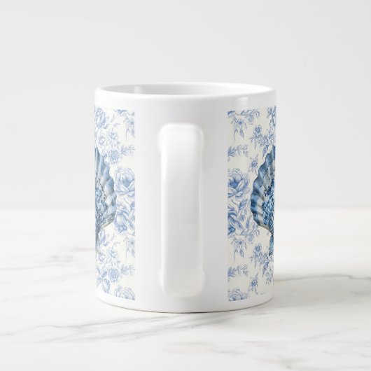 Blue Chinoiserie Shell Jumbo Ceramic Mug (Dos)