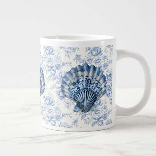 Blue Chinoiserie Shell Jumbo Ceramic Mug (Droite)