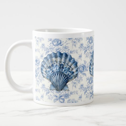 Blue Chinoiserie Shell Jumbo Ceramic Mug (Gauche)