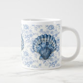 Blue Chinoiserie Shell Jumbo Ceramic Mug Extra Grote Beker (Rechts)