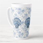 Blue Chinoiserie Shell Large Ceramic Latte Mug (Angle gauche)