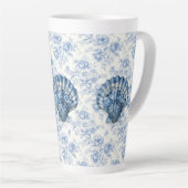 Blue Chinoiserie Shell Large Ceramic Latte Mug Latte Mok (Rechterhoek)