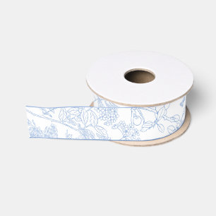 Blue Chinoiserie Toile de Jouy Wedding Grosgrain Lint